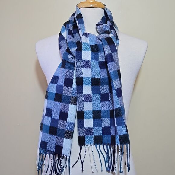 Plaid 100% Cashmere Scarf Unisex Fringed Made in Scotland Checkered Gingham - Picture 7 of 9